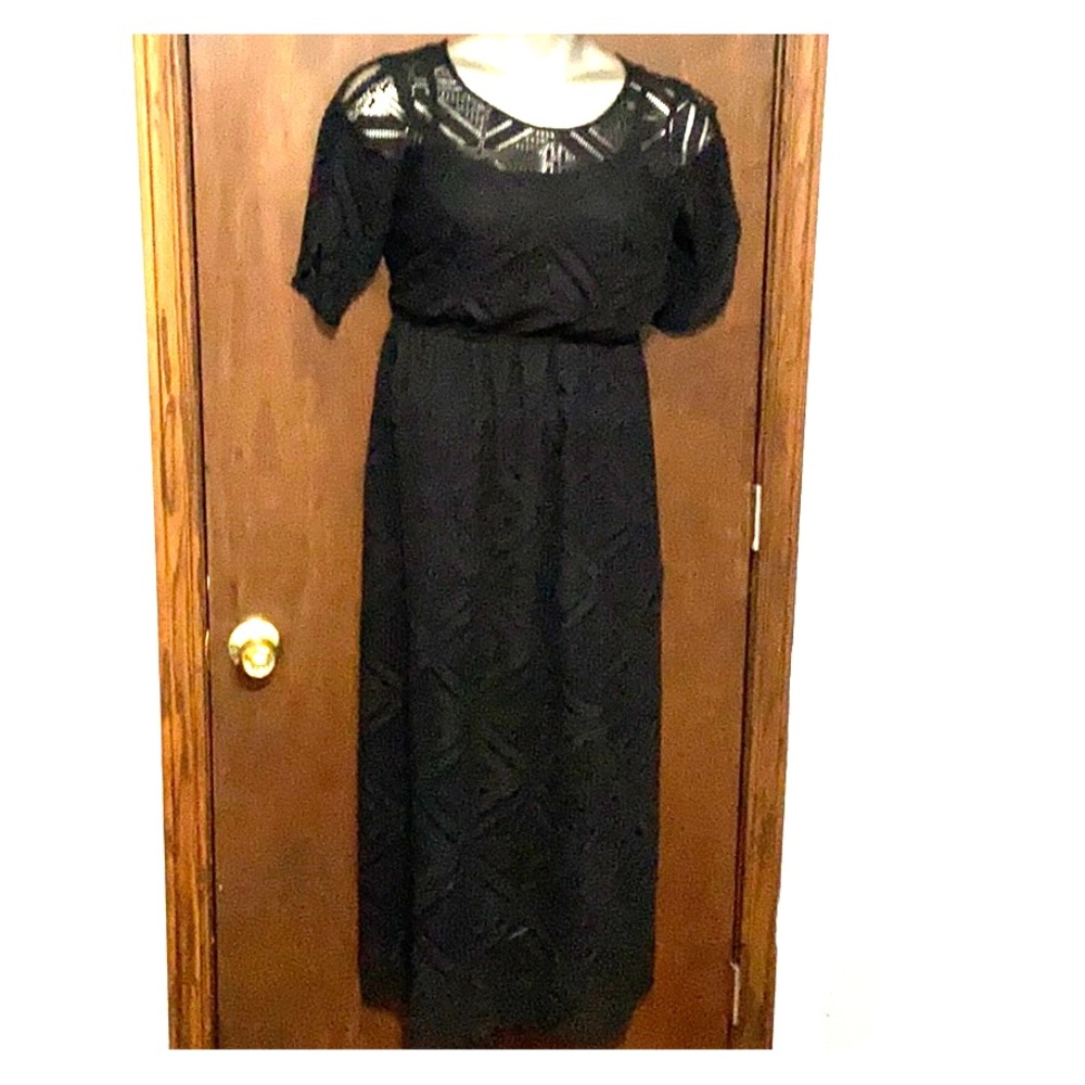 Bebop Black crotchet Lace Maxi Dress